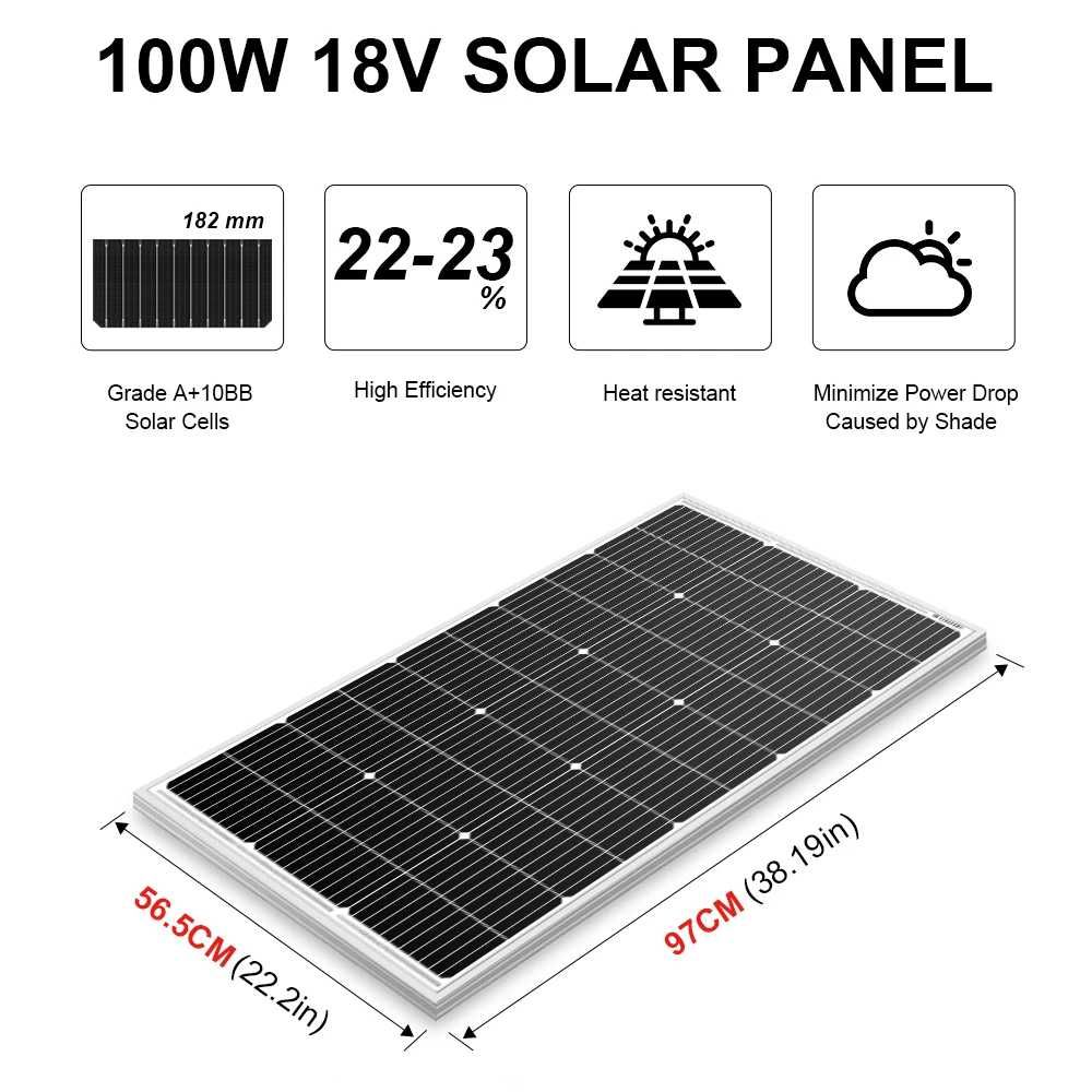 100w монокристален соларен панел 18v DOKIO