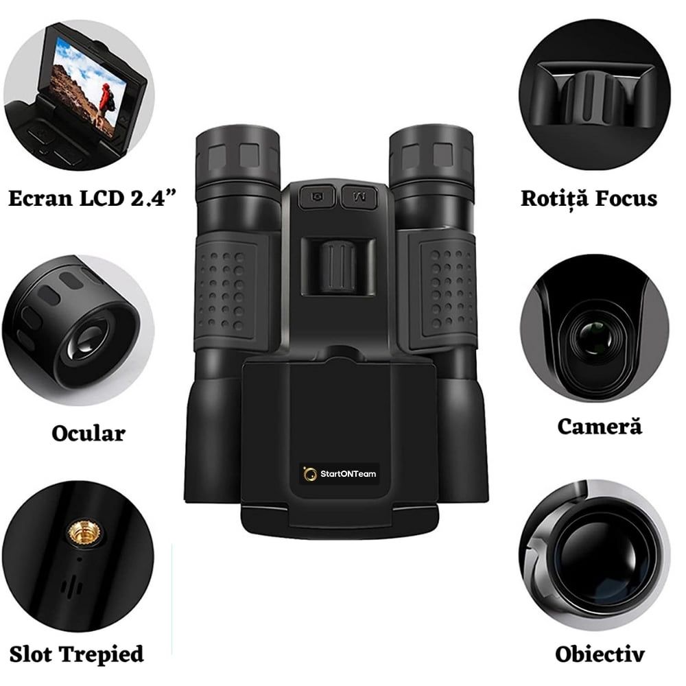 Binoclu Profesional Digital de Vanatoare StartONTeam, Zoom 12X