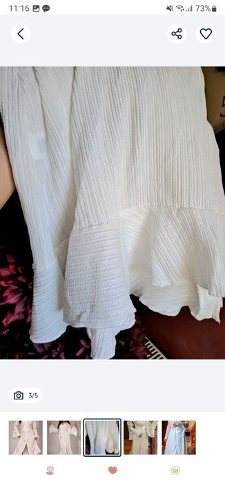 Halat dama nou halat de casa alb cu volane lung halat bumbac