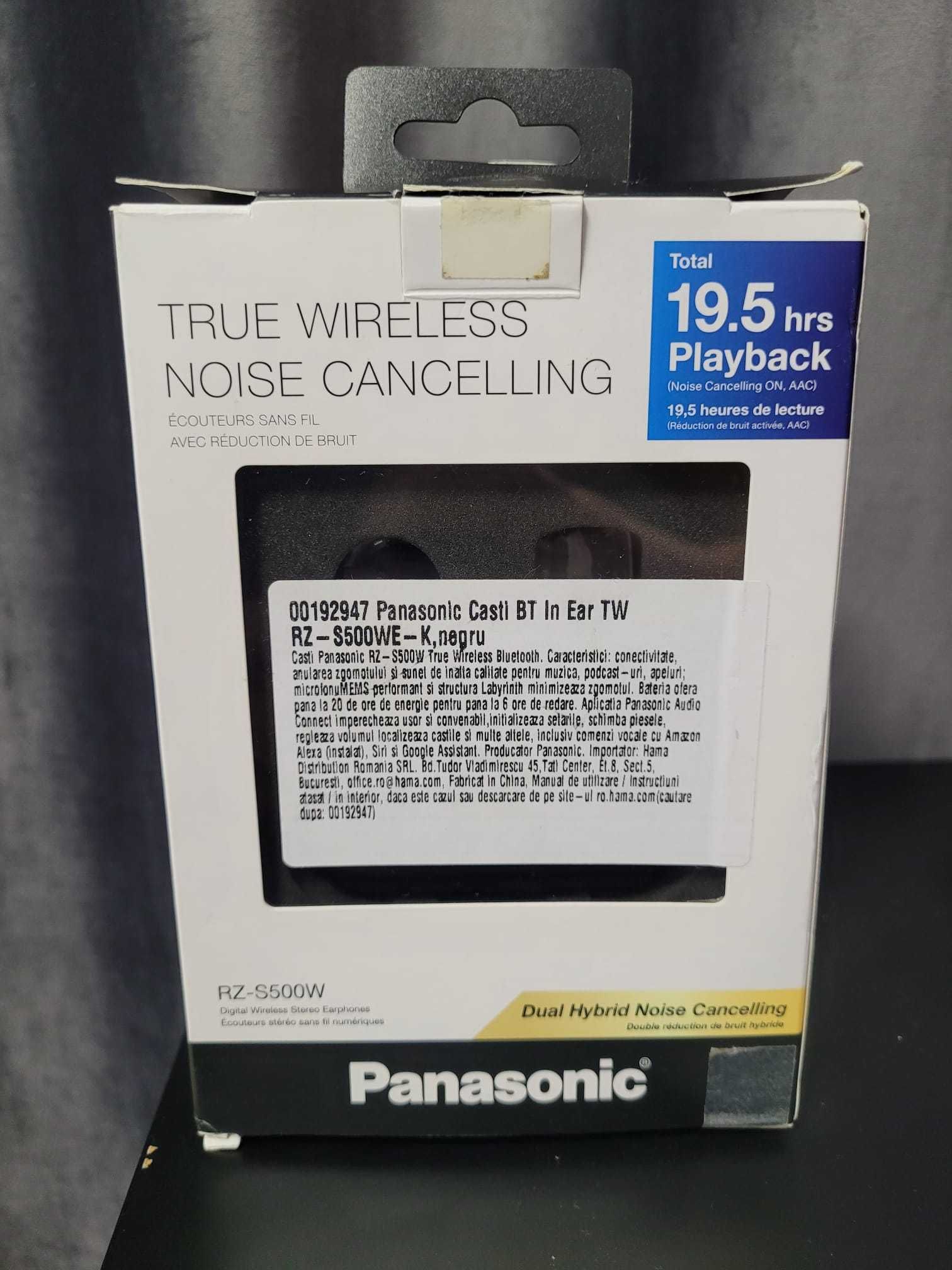 Casti Audio In Ear Panasonic RZ-S500WE-K, True Wireless, Bluetooth