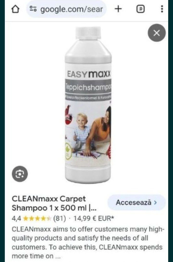 Sampon Covoare Carpete , CleanMaxx 500ml , pentru aspiratoare cu apa