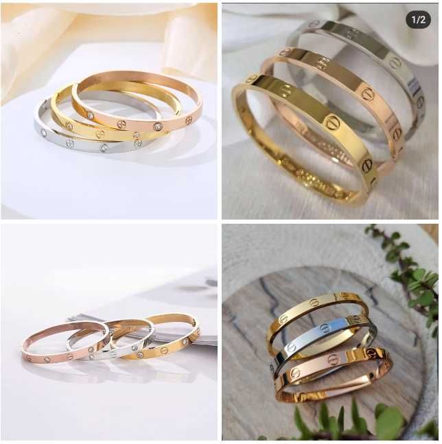 Луксозна гривна Cartier LOVE + отвертка златна, сребърна, розово злато