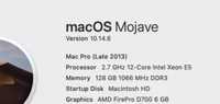 Apple Mac Pro 2.7GHZ 12-CORE 4TB SSD 128GB RAM D700  macOS Mojave