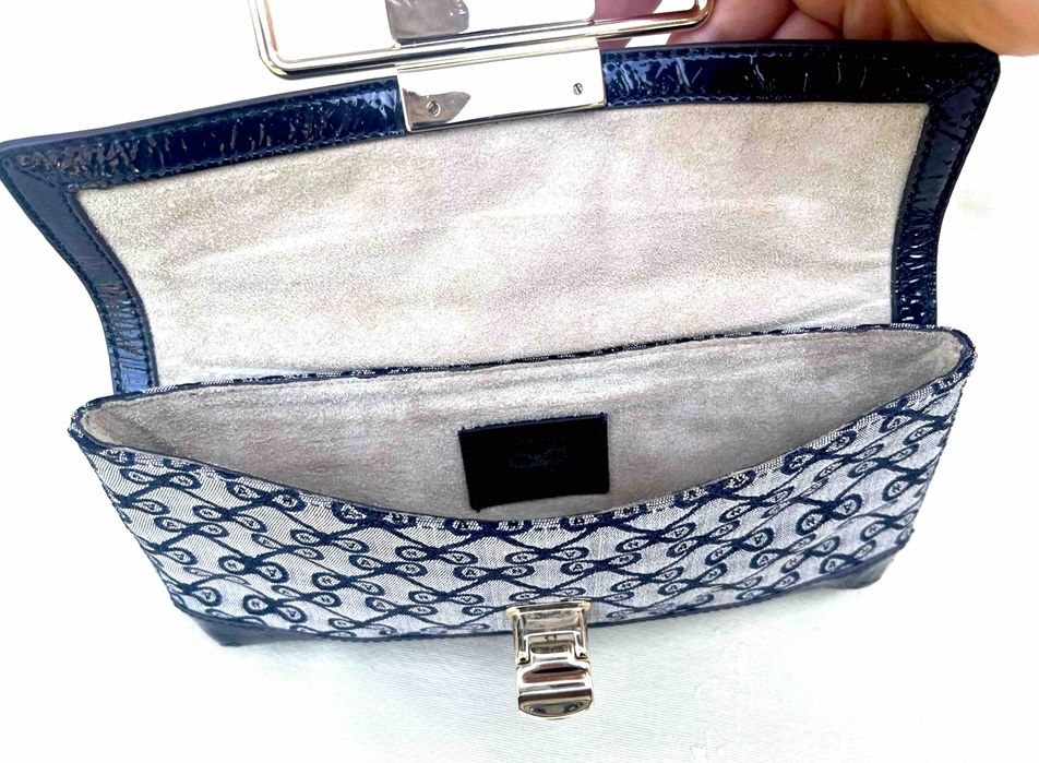 Anya Hindmarch Straw Clutch Geanta Monogram Canvas Piele