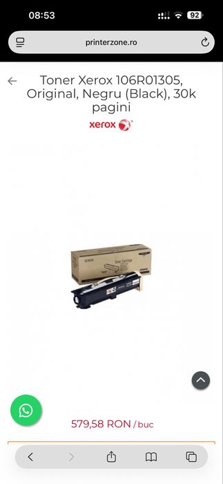 toner original Xerox 106R01305, sigilat, în ambalaj original