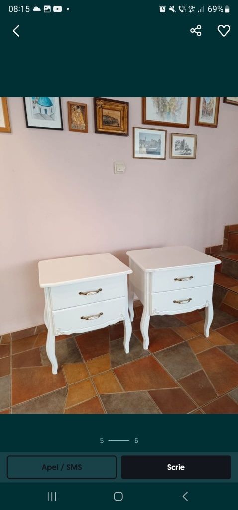 Noptiere model rococo din lemn masiv