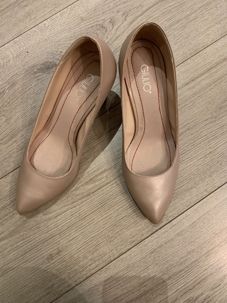 Pantofi Stiletto nude piele usor sidefati