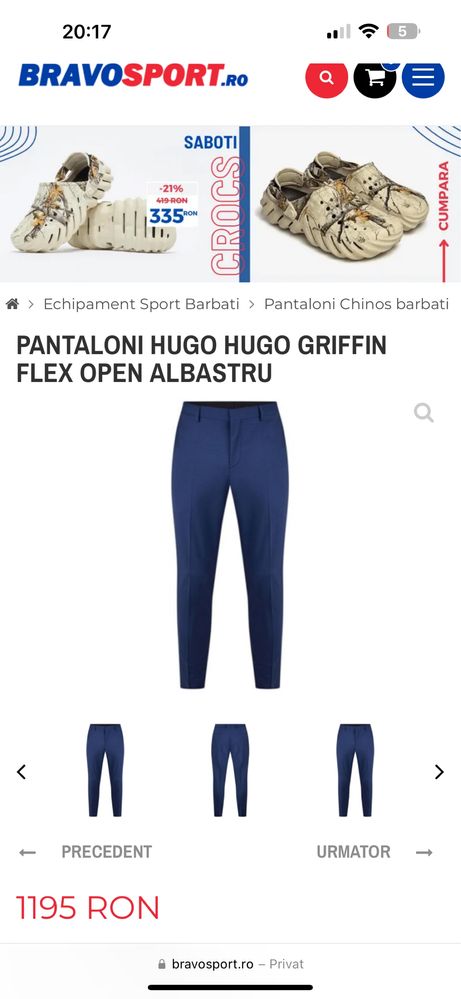 Pantaloni hugo boss griffin navy blue originali