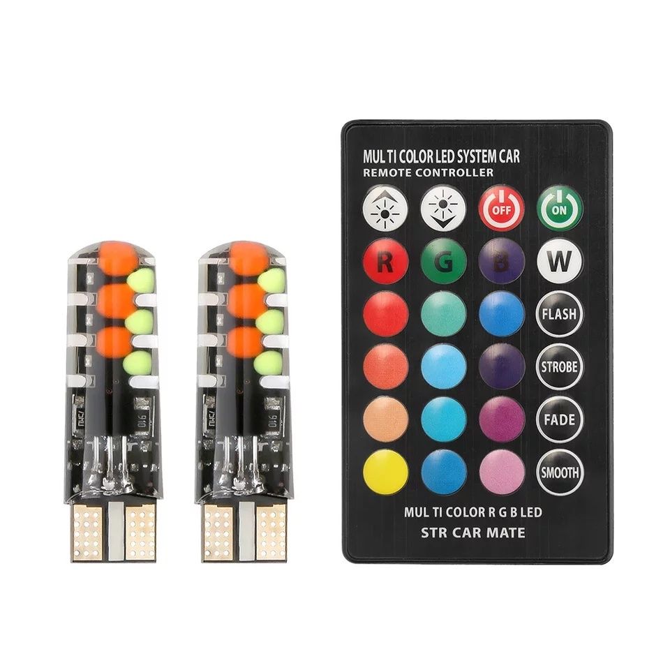 Led pozitie multicolor RGB T10 W5W  cu Telecomanda set 2 bucati