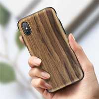 Дървен кейс от естествено дърво и каучук iPhone 11, X, XS, XS Max