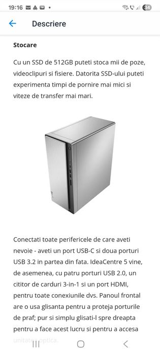 Vand sistem desktop PC LENOVO