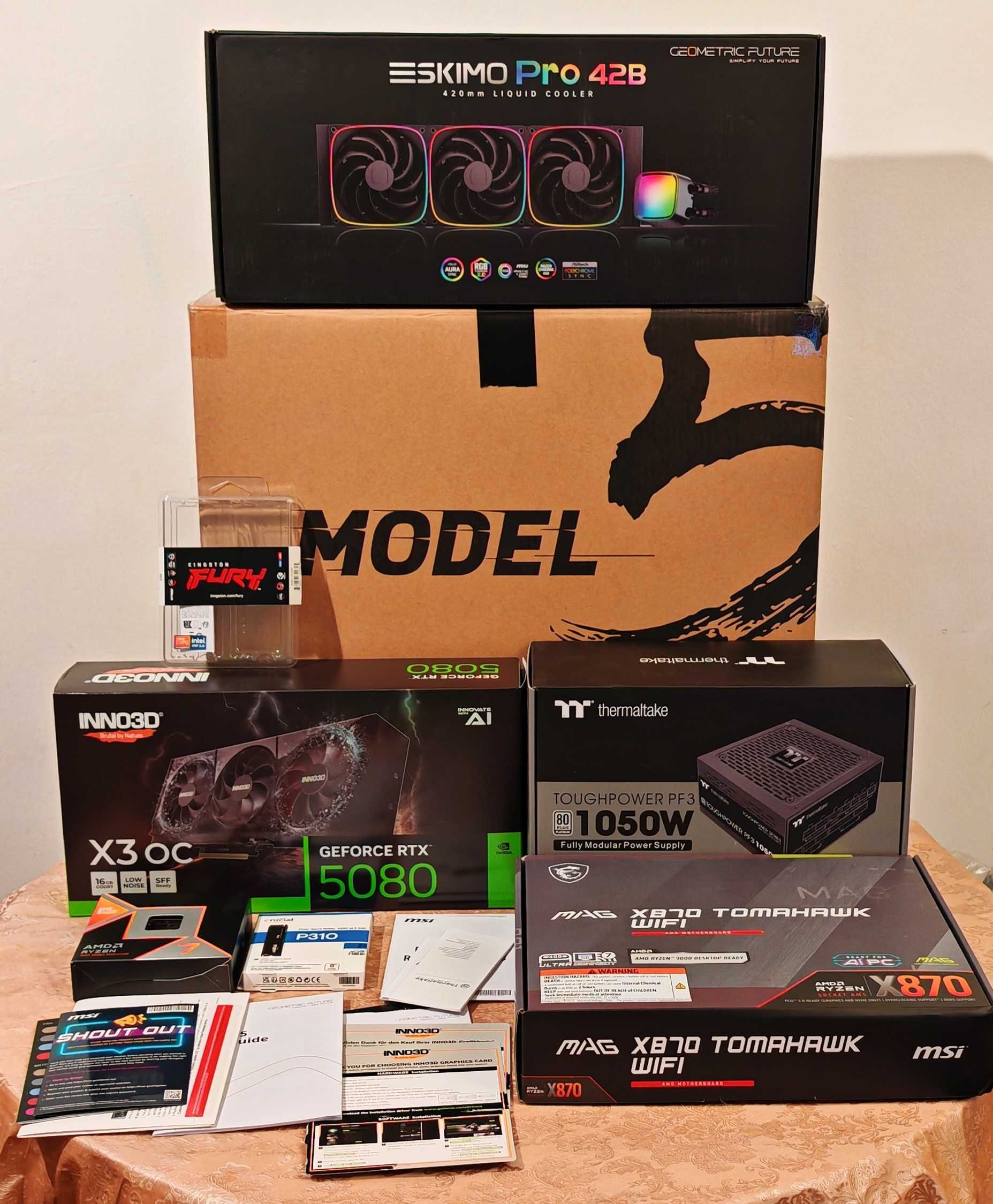 RTX 5080 16GB/Ryzen 7 9800X3D/32GB RAM/2TB SSD/Water Cooling/1050W PSU