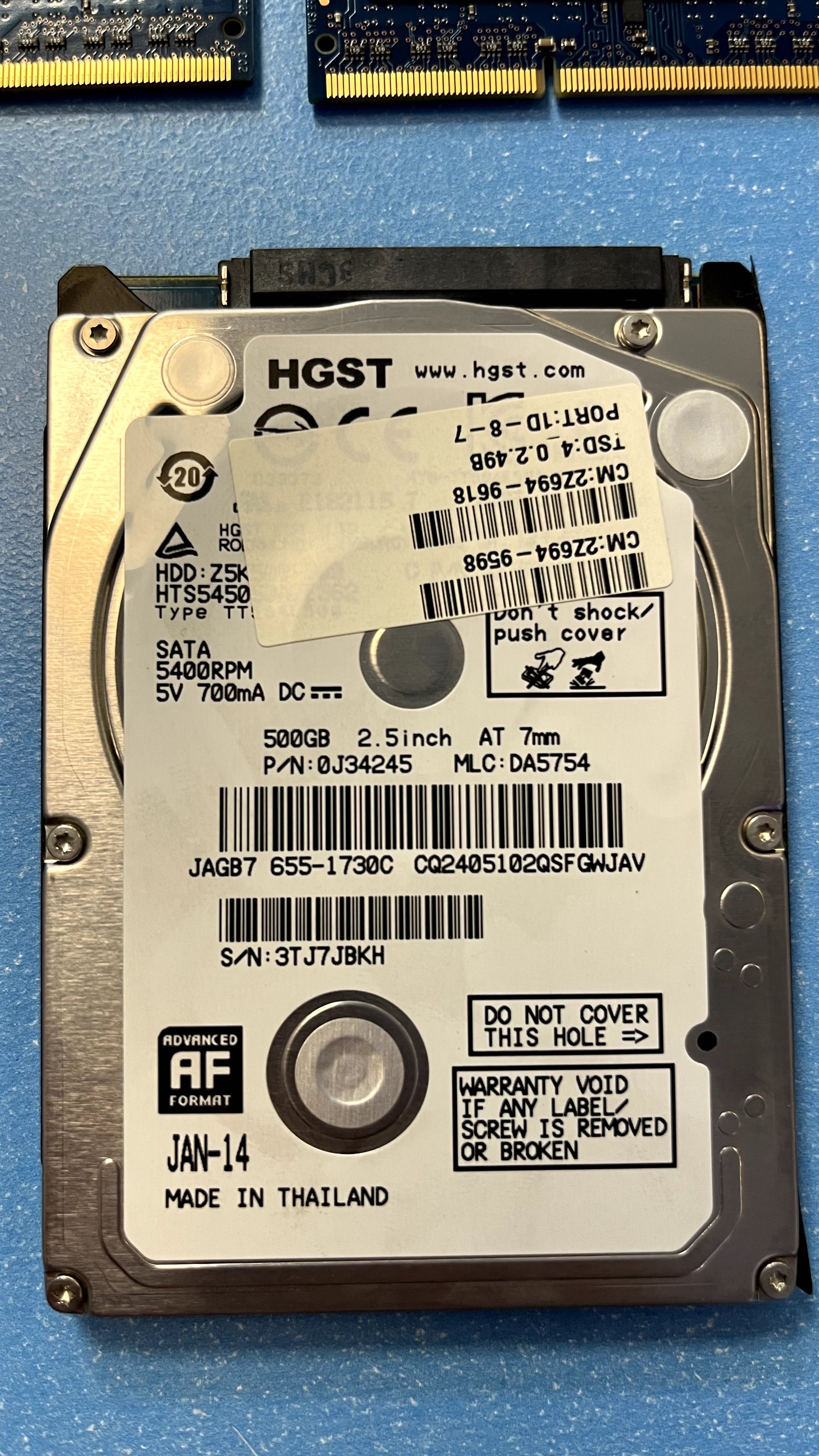 HDD хард диск 512 GB/ГБ и рам памет 2бр по 2гб/GB от Mac Mini 2012
