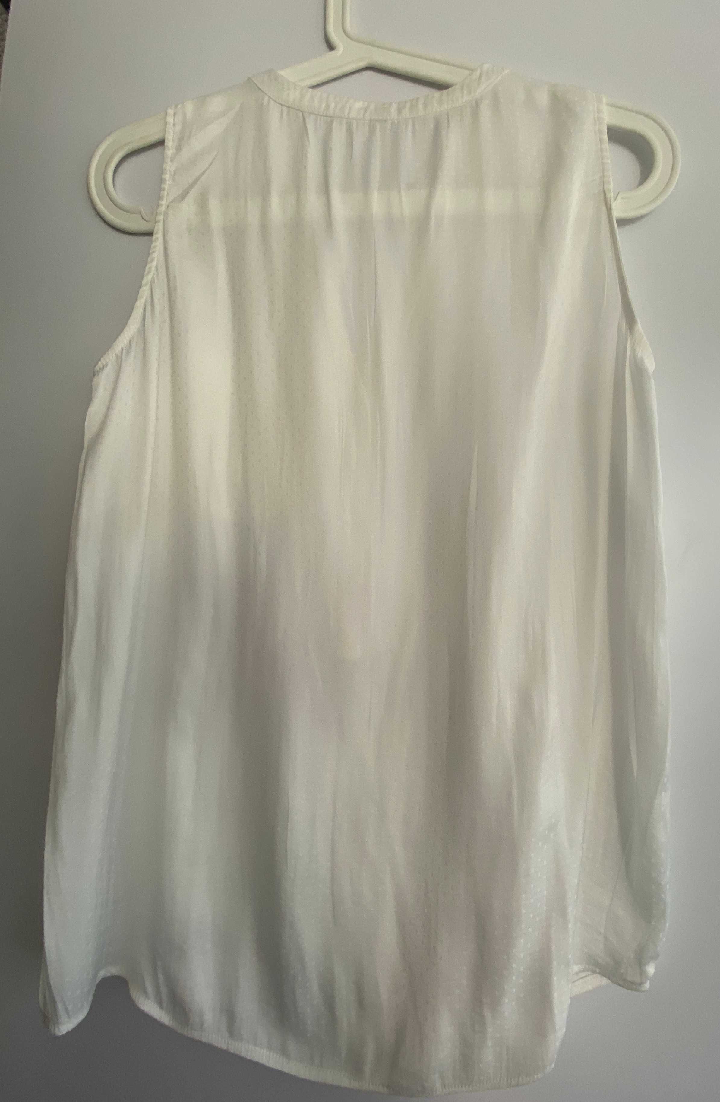 Top/camasa fara maneci, alb cu bulinute albe, nou fara eticheta, S/36