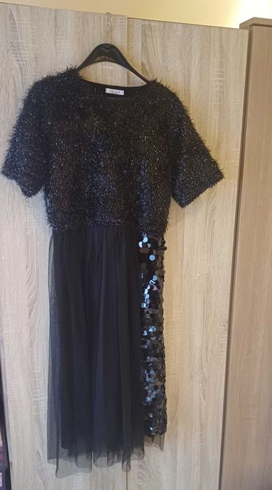 Италианска черна рокля-ХЛ размер