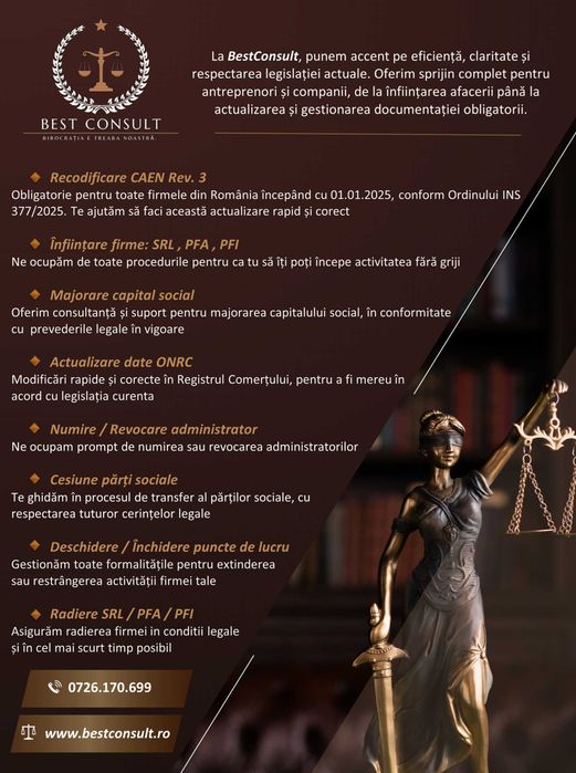 Infiintari firme / Recodificare CAEN REv.3 / SRL, PFA / ONRC