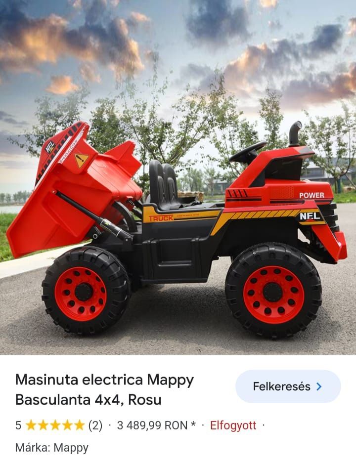 Masinuta electrica Mappy Basculanta 4x4, Rosu