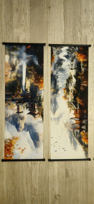 Vand 16 stampe asiatice superbe,din panza imprimata. Vezi 8 poze