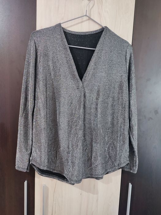 Сребриста блуза в дълъг ръкав р-р L