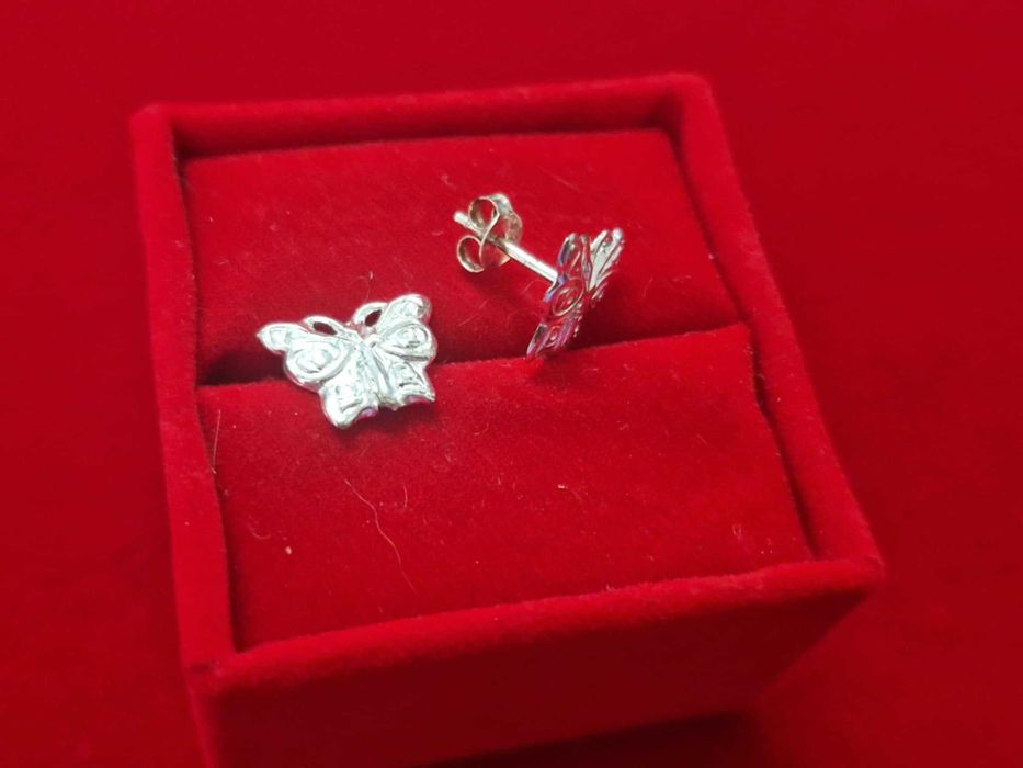 AG150,cercei argint 925,noi/marcati, fluturi, 1,3 cm