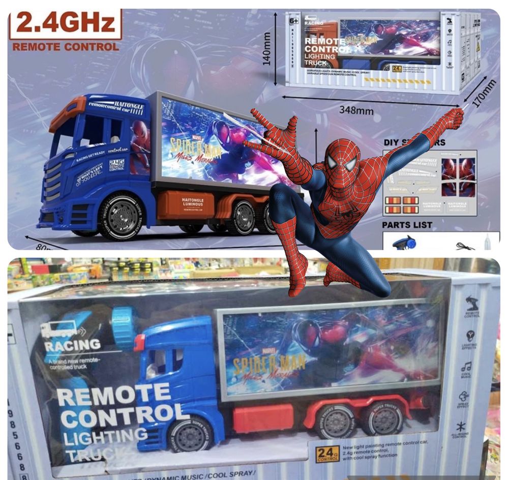Камион Спайдърмен с радиоуправление, музика, светлини/Spiderman