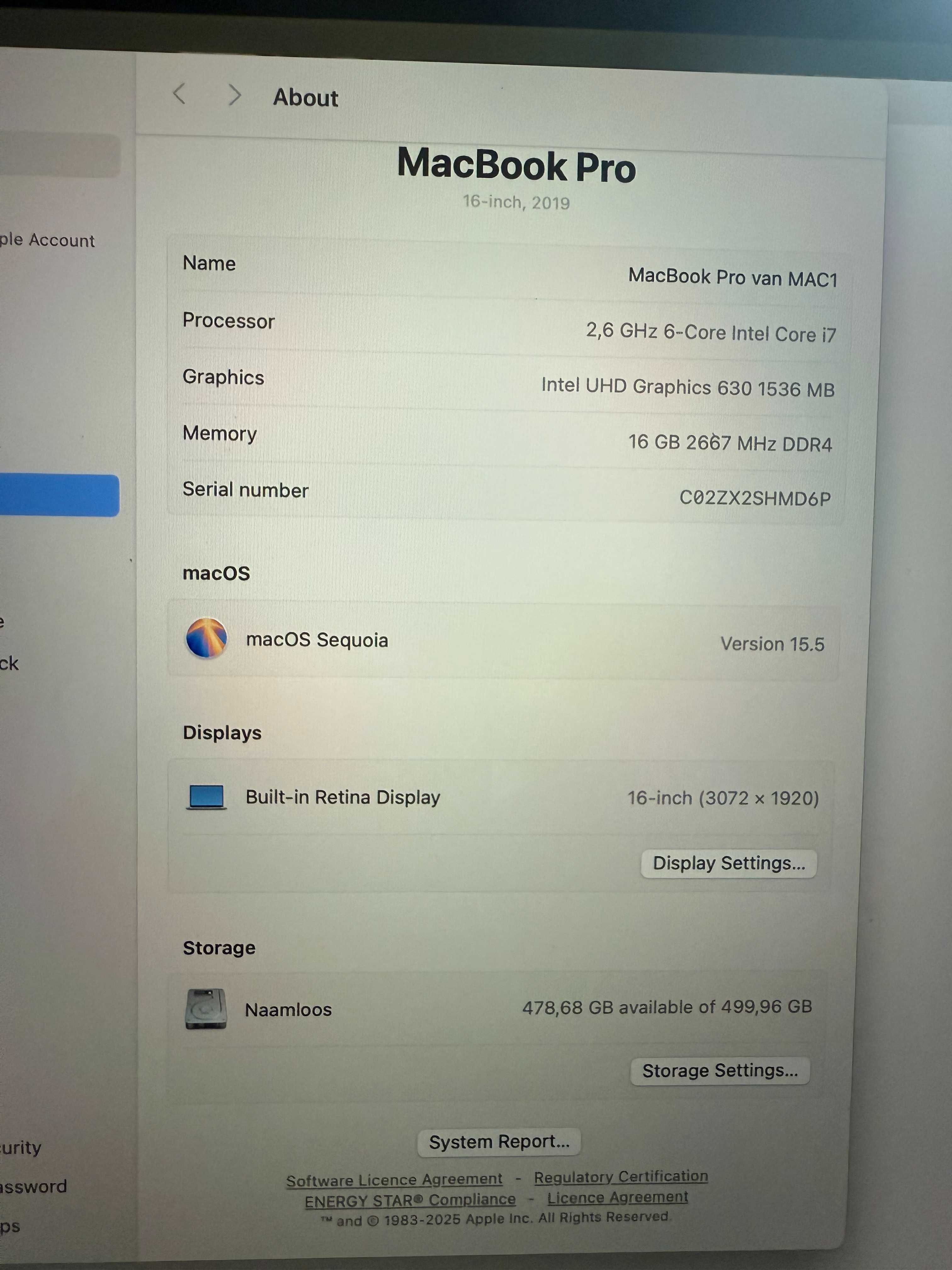 Apple Macbook pro 16", 2019, silver