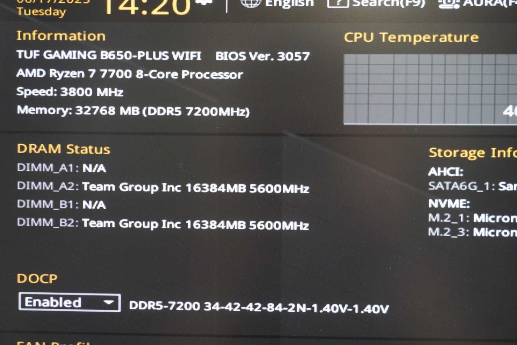 32GB RAM Памет DDR5 2x16GB 7200MT's CL34 TEAMGROUP Delta RGB / Вкл.ДДС