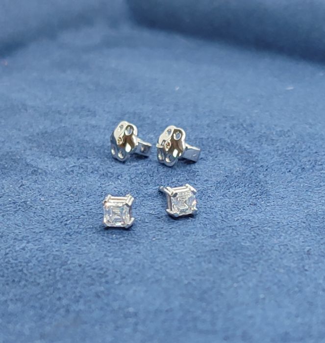 Обеци с диаманти от 14к бяло злато