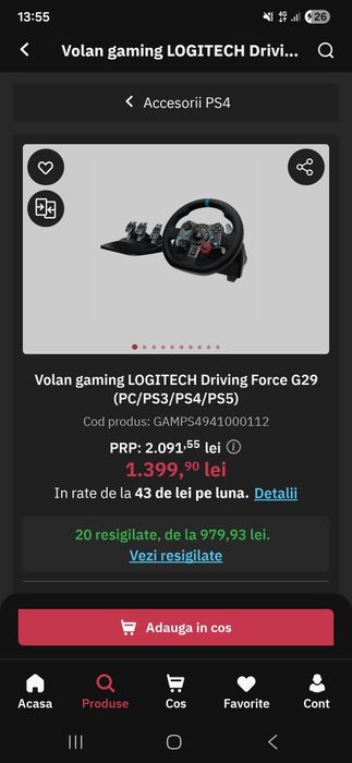 Vând Volan Longitech G29