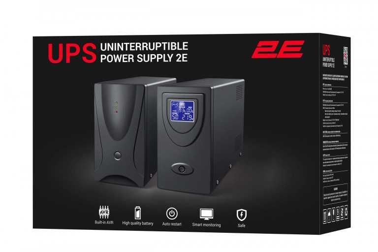 Источник бесперебойного питания 2E ED2000, 2000VA/1200W, LED, 2xSchuko