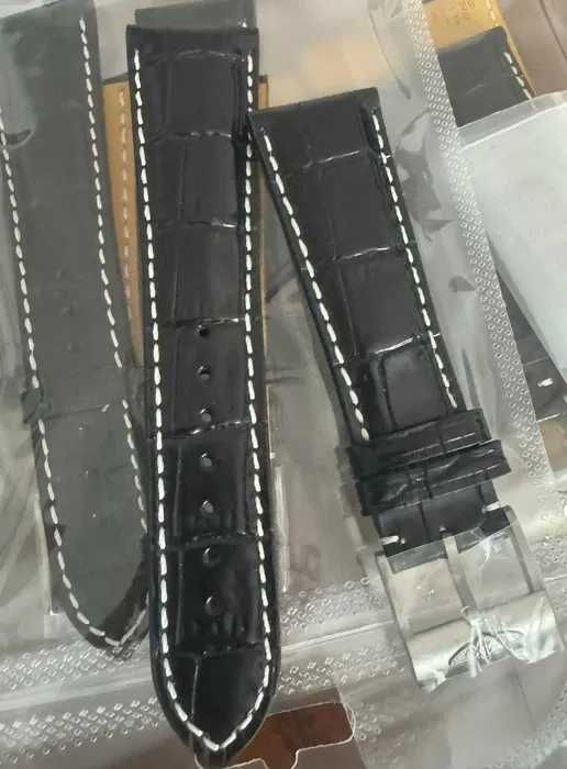 Curea din piele pentru ceas Breitling latime 22 mm neagra