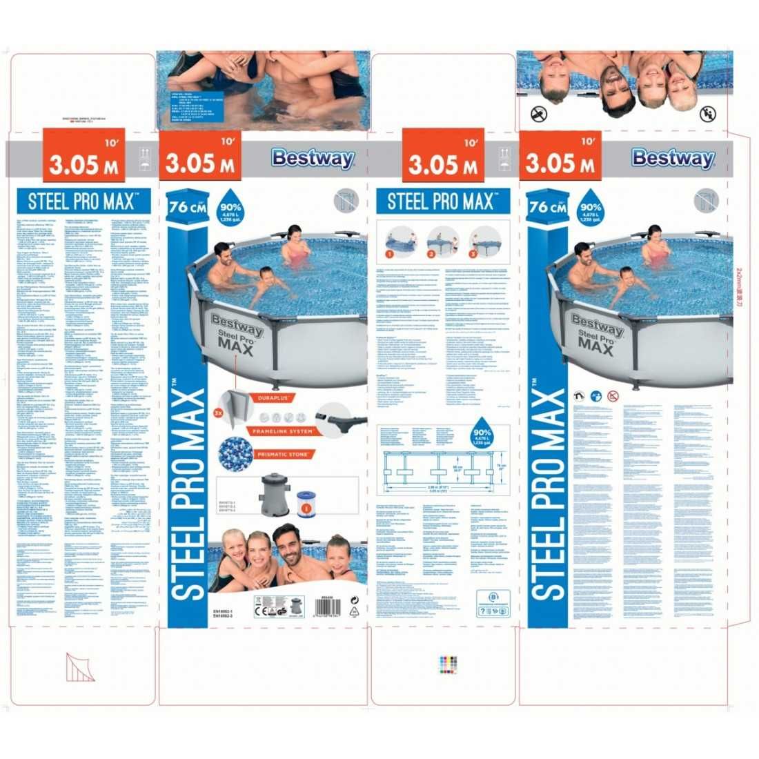 BESTWAY кръгъл басейн с ф. помпа 3.05m x 76cm Steel Pro