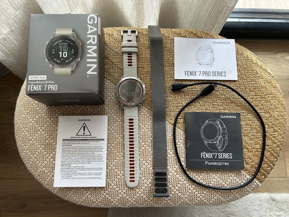 Garmin Fenix 7 Pro Sapphire Solar + оригинална текстилна каишка