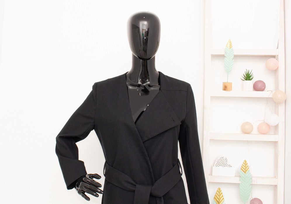 Cos оригинално дамско вълнено преходно палто с колан черно 36 S