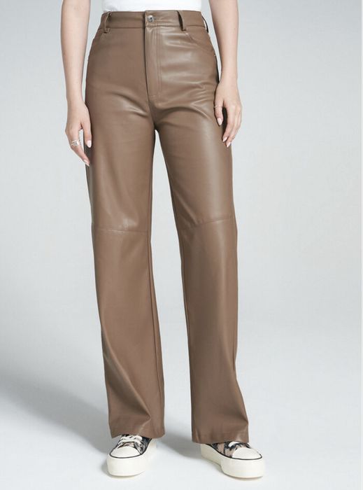 Утепленные кожаные брюки