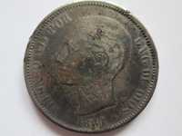 1881 SPAIN,сребърна монета, 5 pesetas