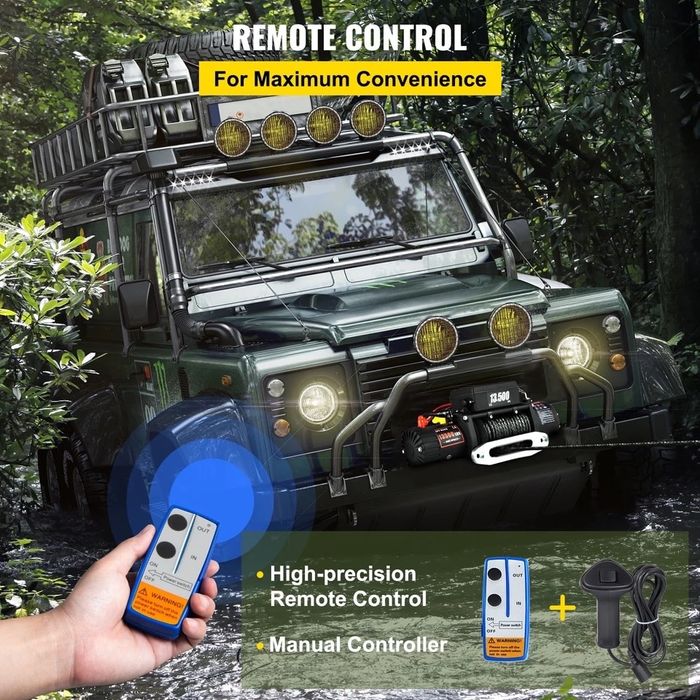 Troliu auto winch Vevor 13500lbs heavy duty cu sufa sintetica