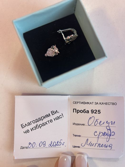 Сребърни дамски обици ,,бухал”