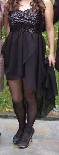 Асиметрична черна рокля с пайети