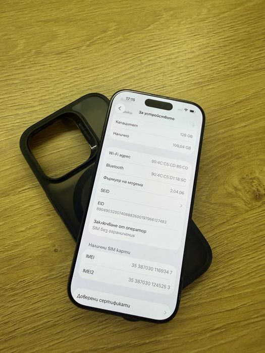 iPhone 16 Pro Black Titanium 128GB-Отличен 91% батерия