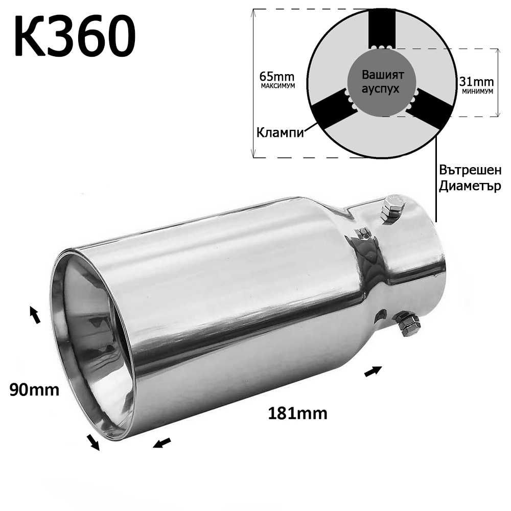 Накрайник ауспух гърне универсален единичен неръждаема стомана хром