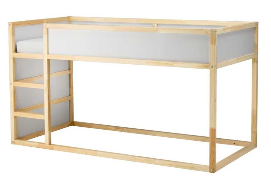 Pat reversibil Ikea, alb/pin, 90x200 cm