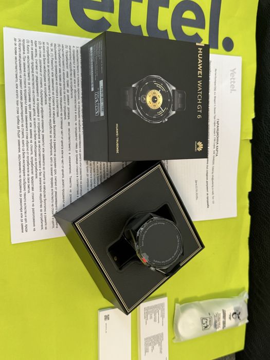 ЧИСТО НОВ 46mm Huawei Watch GT 6 Yettel Гаранция 2027 г. Black GT6