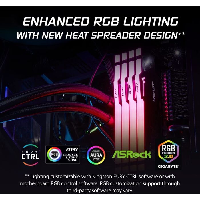 Memorie Kingston FURY Beast RGB, 64GB, DDR5-5600MHz, CL40, Dual Channe