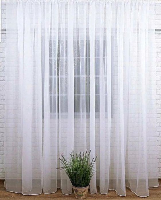 Однотонная белоснежная тюль на любую высоту ширина 5 метров