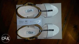 Сандали Clarks Orleans White&Brown Wedge Leather Sandals