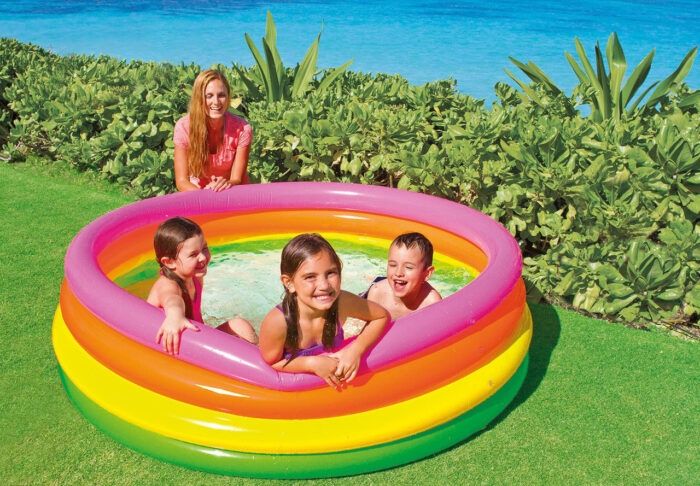 Детски надуваем басейн Intex, 4 ринга, 168 x 46 см, PVC, цветен