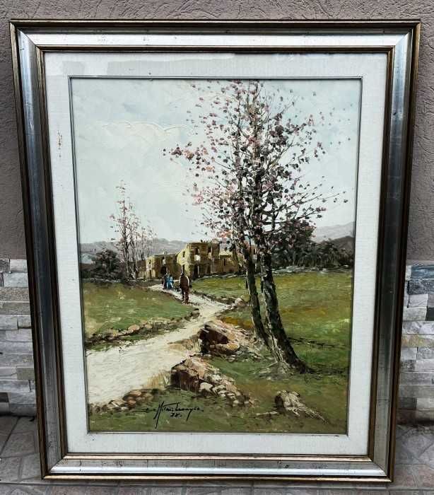 Superba pictura impresionista-semnata-Toamna rurala-Italia