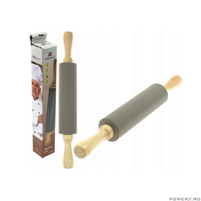 Sucitor din silicon cu manere din lemn, 47.5 x 6.5 cm, KingHoff