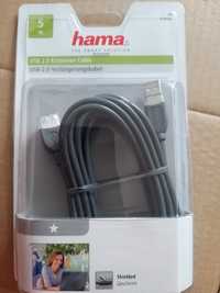 Extensie prelungitor cablu Hama USB 2.0, ecranat, gri, 5m